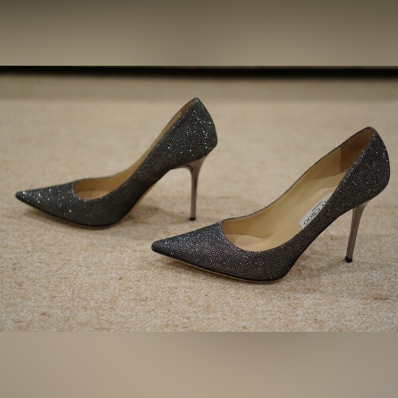 Jimmy Choo Abel Pumps Size 38.5 Color Anthracite/Glitter - Picture 2 of 7